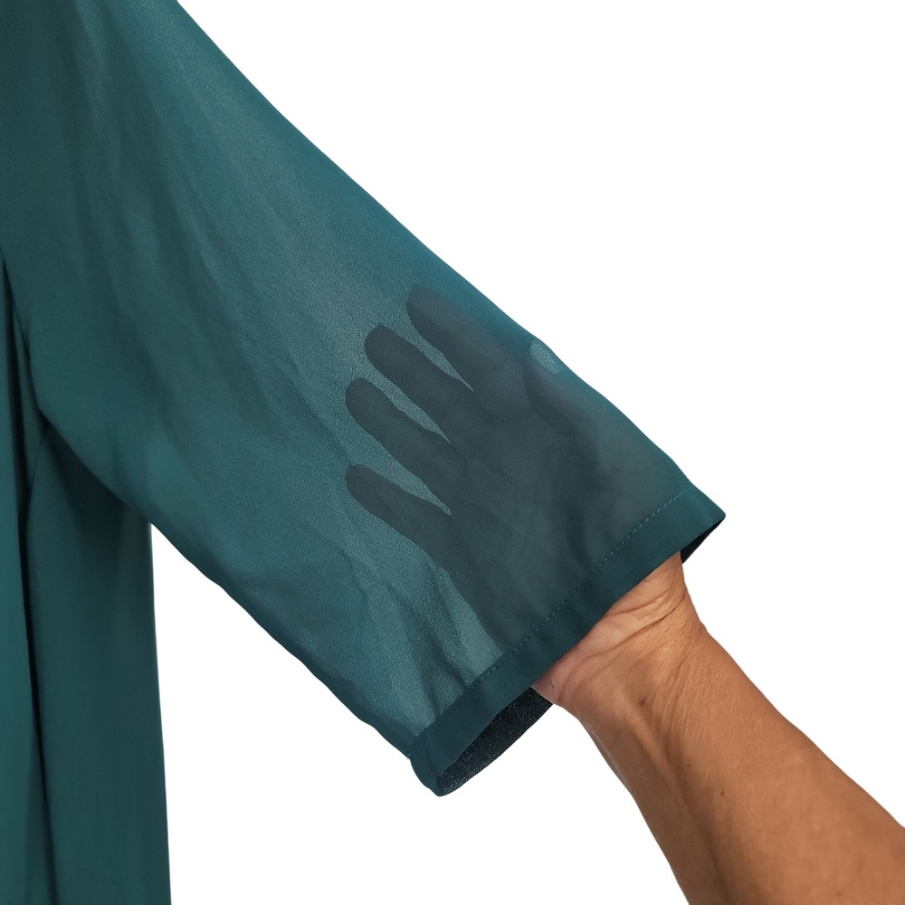 Women's Teal Chiffon Lagenlook Elegant Boho Formal Whimsigoth Sz XXL Tunic Dress - Picture 3 of 9